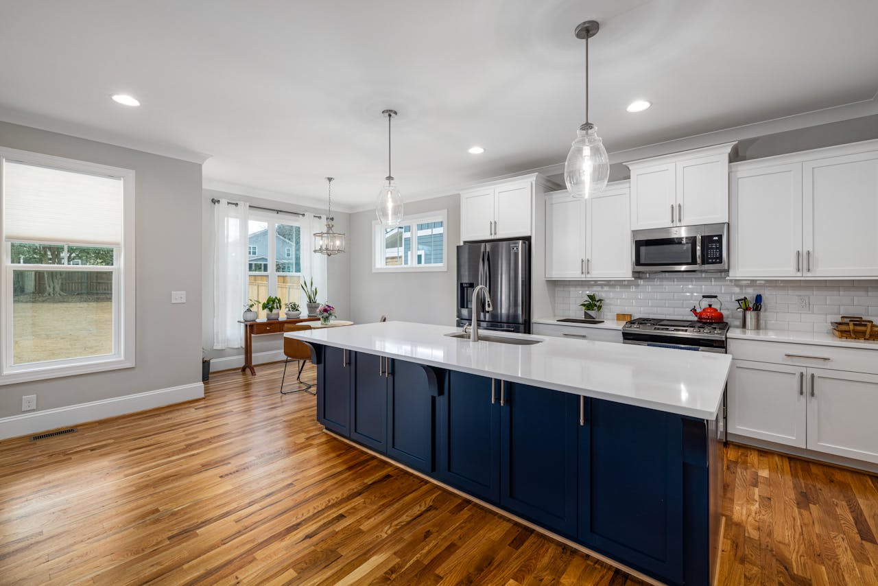 Transitional kitchen area design.